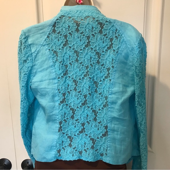 INC Linen & Lace Ruffle Front Jacket - Picture 2 of 3